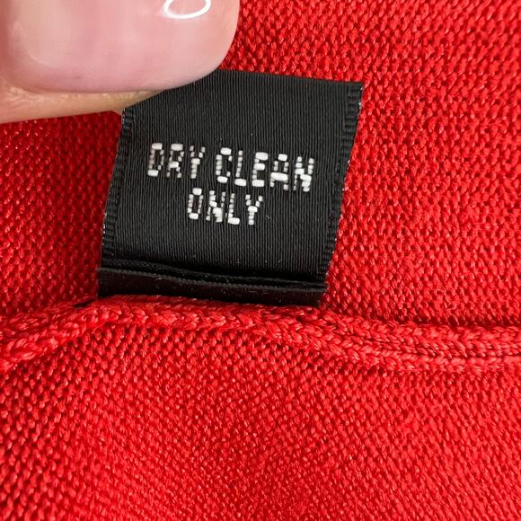 LINDA ALLARD ELLEN TRACY Red Orange Silk Blend 3/4 Sleeve V-Neck Knit Top Size M - Picture 9 of 9